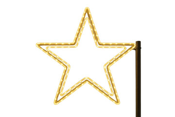 Obraz premium Glowing star shape christmas holiday decoration yellow light