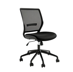 Fototapeta premium Modern mesh office chair, black, studio shot, background blurred