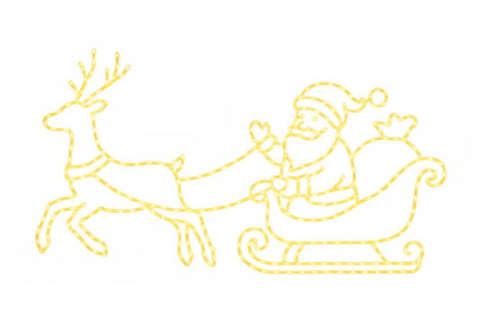 Santa claus and reindeer sleigh christmas lights decoration