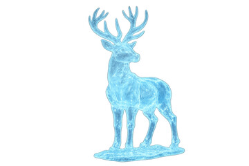 Fototapeta premium Ice deer sculpture standing on transparent background