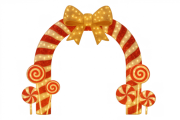 Christmas arch decorating with candy canes and lollipops