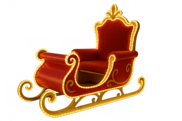 Santa claus red sleigh with golden trim