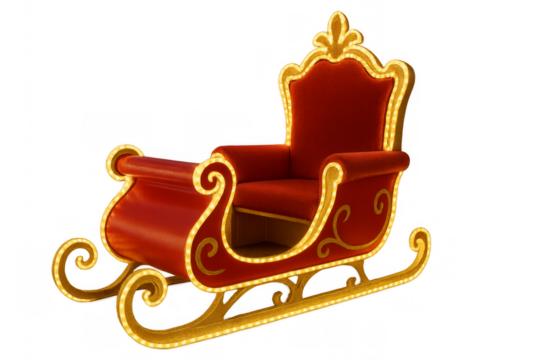 Santa claus red sleigh with golden trim