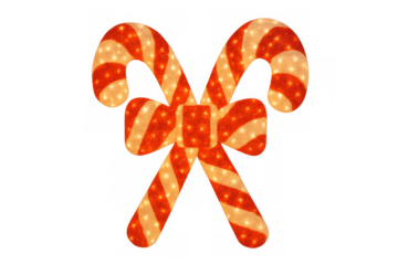 Candy canes bow with festive christmas holiday lights