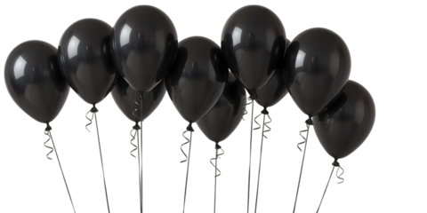 Black Balloons in Festive Celebration: A collection of sleek, obsidian-black balloons, ready to elevate any celebration, their glossy surfaces reflecting the festive spirit.
