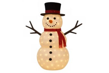 Snowman light-up christmas decoration on transparent background