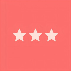 Three White Stars on Coral Background: Rating, Review, Feedback, Icon