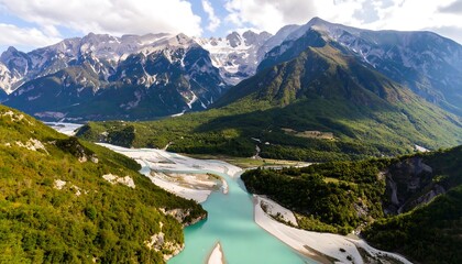 Mountain river valley panorama