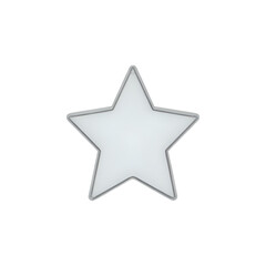 Fototapeta premium White Five-Pointed Star: 3D Render, Silver Outline, Simple Shape Graphic