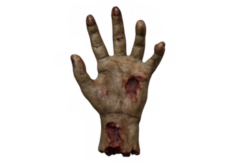 Zombie hand reaching out with transparent background