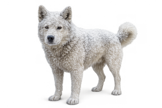 White japanese kishu inu standing looking at camera