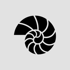 Snail shell, spiraled polygonal segments, minimalist silhouette.