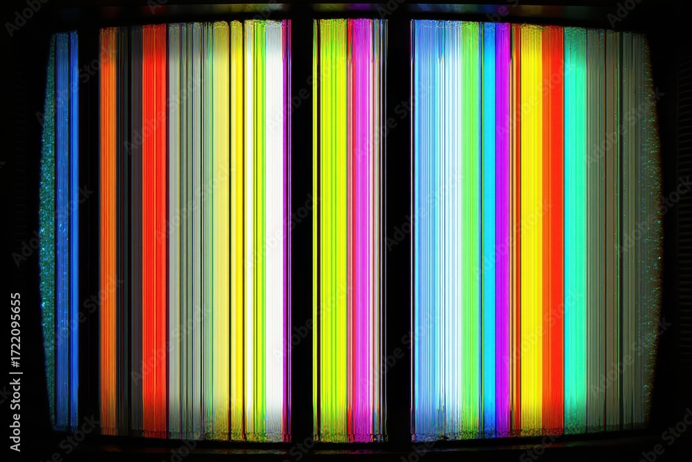 Poster vertical multi-colored stripes with no signal effect creating a vibrant and abstract visual display