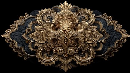 Elegant gold floral pattern with intricate baroque detail high resolution picture