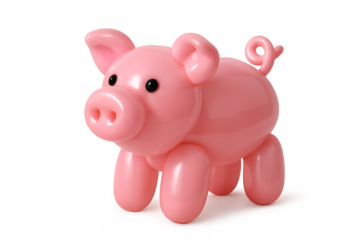 Pink pig balloon animal toy with transparent background