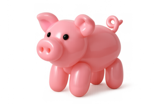 Pink pig balloon animal toy with transparent background