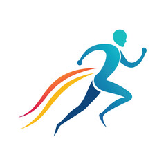 Dynamic Running Man with Motion Trails, Symbol of Speed, Energy, and Progress.