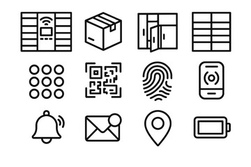 Notification vector icon qr locker alert fingerprint closed futuristic icons smart pin