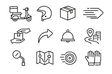 Icon vector delivery icons lines mirror bell speed city courier rearview