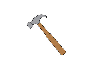 Hammer With Wooden Handle, Tool For Carpentry And Construction Projects.