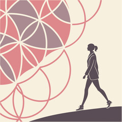 Silhouette of a Woman Walking Confidently in a Stylish Outfit.