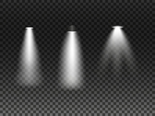 Three Dramatic Spotlights Shine Down In A Dark Background For Stage Lighting Mockup.
