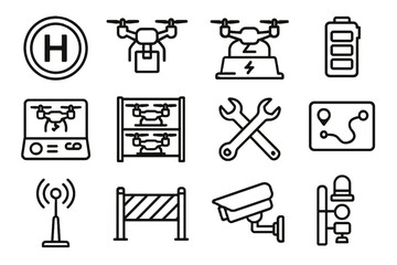 Storage automated route vector console indicator signal surveillance tools drone icon