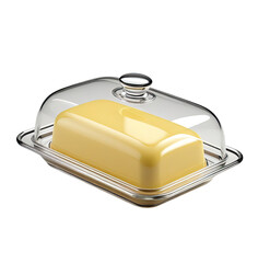 Glass butter dish, butter, kitchen, food, transparent, cover, isolated, white background, serving, recipe
