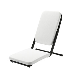 Portable white padded folding chair, studio, isolated, meditation