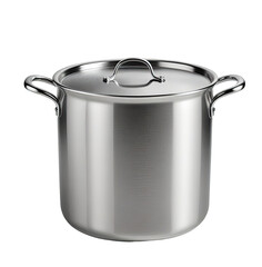 Stainless steel stockpot, kitchen, cooking, reflection, isolated, white background, recipe, food