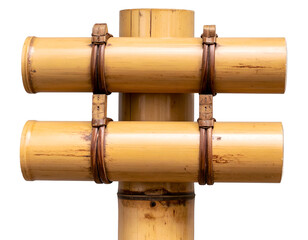 A beautifully crafted bamboo structure showcasing intricate joinery and natural materials in a harmonious design.
