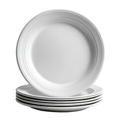 White dinner plates stack studio shot, clean background
