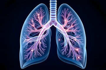 Human lungs anatomy detailed illustration for medical and scientific purposes shown clearly