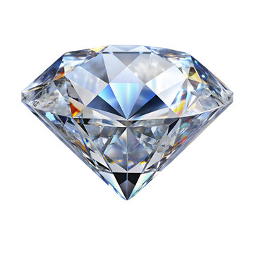 Single large brilliant cut diamond gemstone sparkling with rainbow light refractions clear