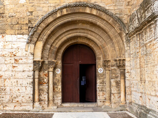 Romanesque portal of the Church of the Monastery of San Isidro de Due&ntilde;as, Palencia, Spain