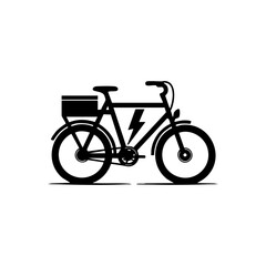 Fototapeta premium Illustration of an electric bicycle with battery and lightning bolt symbol, representing modern e-mobility. 