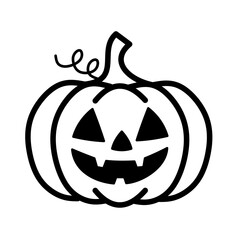 Halloween Pumpkin Jack O’ Lantern Outline Vector Icon – Scary Face Line Art Design