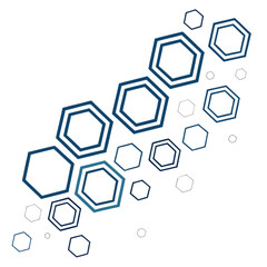Geometric Hexagon Pattern: Blue Outlines Abstract Design Modern Style Vector Illustration.