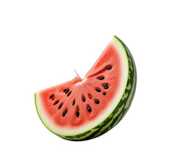 Juicy watermelon slice, isolated, summer, black background, food photography