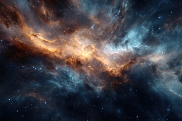 Intriguing cosmic nebulae illuminate the vast expanse of galaxies with brilliant colors and intricate formations in this stunning astronomical view