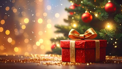 Festive Christmas scene with gift