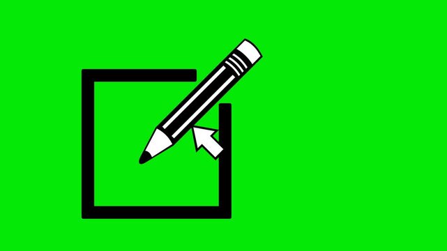 video animation black and white concept icon click computer cursor mouse edit button digital, on a green chroma key background