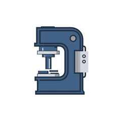 Modern industrial press machine flat vector illustration for heavy duty manufacturing and production processes