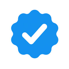 Blue tick check icon transparent png. social media verified badge vector sign