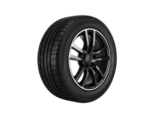 A high-performance tire showcasing intricate tread patterns and a sleek, modern wheel design for vehicles.