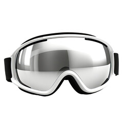 White ski goggles, snow sports, winter, reflective lens, isolated background, e-commerce