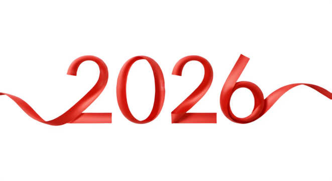 Happy new year 2026 isolated on white background,png