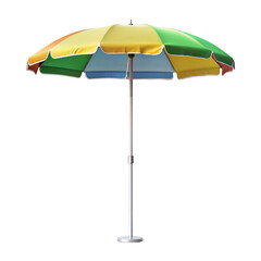 Obraz premium Open colorful beach umbrella with white trim isolated on black background open umbrella colorful umbrella