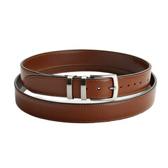 Brown leather belt, studio shot, stitching detail, e-commerce