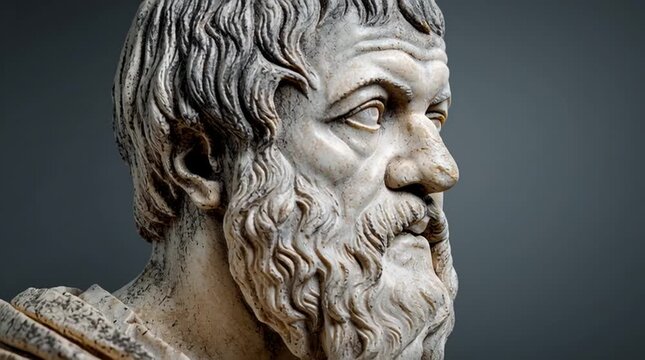 Stone sculpture of the Greek philosopher Plato	